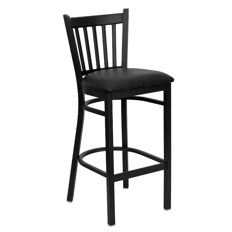 Flash Furniture Black Vertical Back Metal Restaurant Barstool