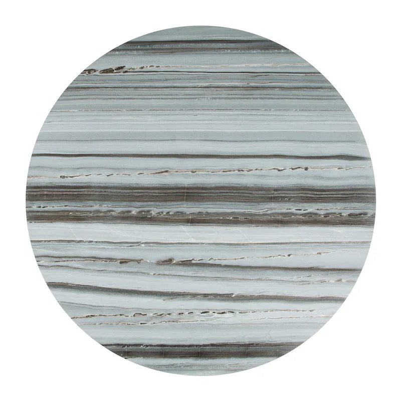 Marble Top Dining Table with Steel Base – Gray & Black