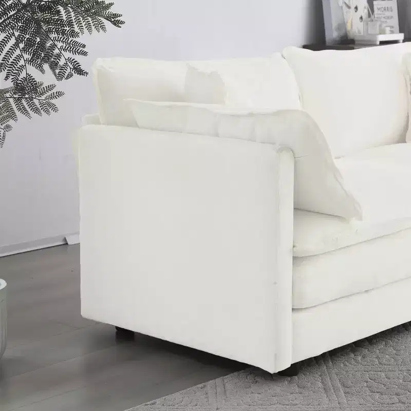 MAYEERTY Free Conbination Comfy Upholstery Modular Oversized L Shaped Sectional Sofa with Ottoman for Living Room White