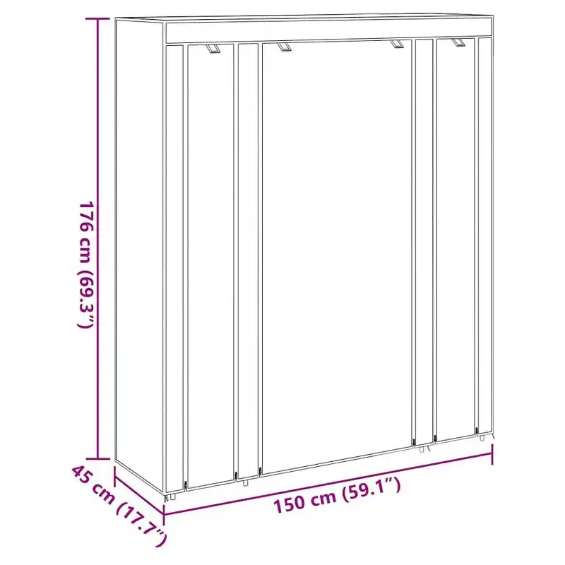 vidaXL Cabinet Black Non-woven Fabric, Iron Collapsible Fabric Wardrobe