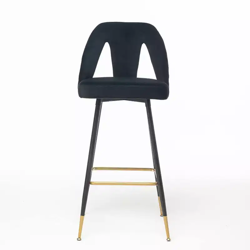 Velvet Bar Stools with Back Support and Footrest, Modern Upholstered Kitchen Island Chairs, Wide Wide Cushion Counter Stools for Bar Cafe, Set of 2