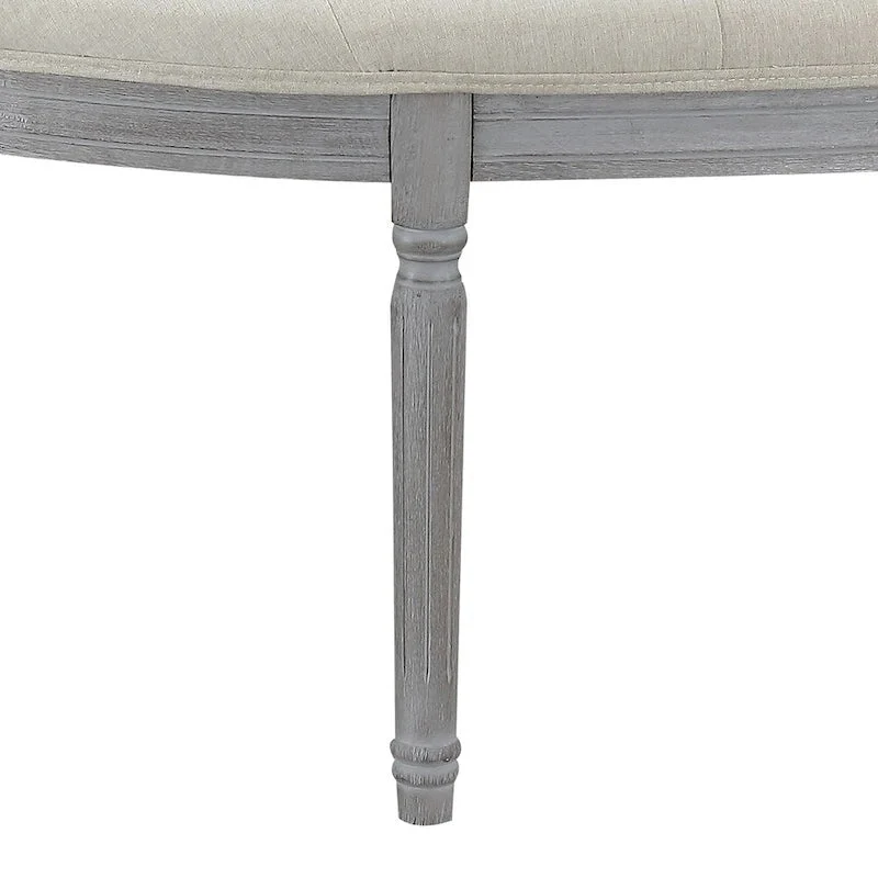 Beige Tufted Upholstered Bench with Wood Legs - 55W x 20H