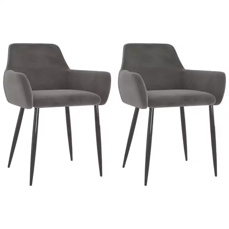 vidaXL Dining Chair Set of 2 Light gray Velvet (100% polyester), metal