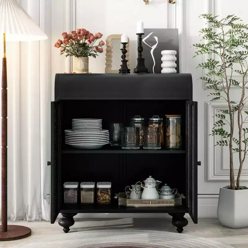 CLIHOME Art Accent Cabinet With 2 Doors, Sideboard Buffet Cabinet with Storage, Distressed Decorative Storage Cabinet