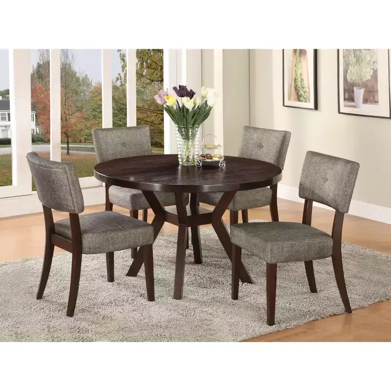 Drake Dining Table Wood/Espresso - Acme Furniture: Flared Legs, Lower Shelf, Seats 4