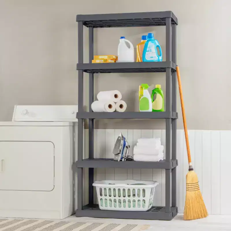 5-Shelf Heavy Duty Plastic Storage Shelving Unit for Garage, Basement, Attic, 2 Pack, Gray