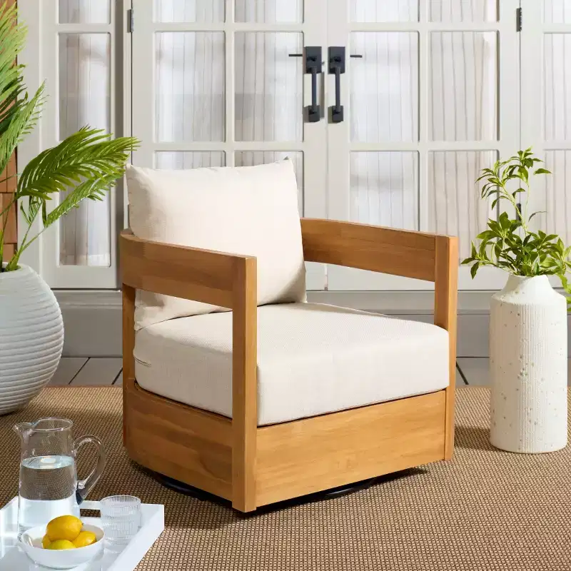 Kento Swivel Chair Indoor/Outdoor - PAT7099 - Natural/Taupe - Safavieh