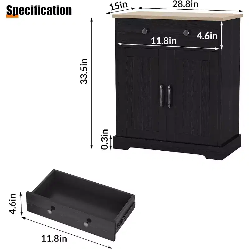 Sideboard Buffet Cabinet with Storage, Storage Cabinet with Door & Adjustable Shelf, Modern Accent Coffee Bar Console Table