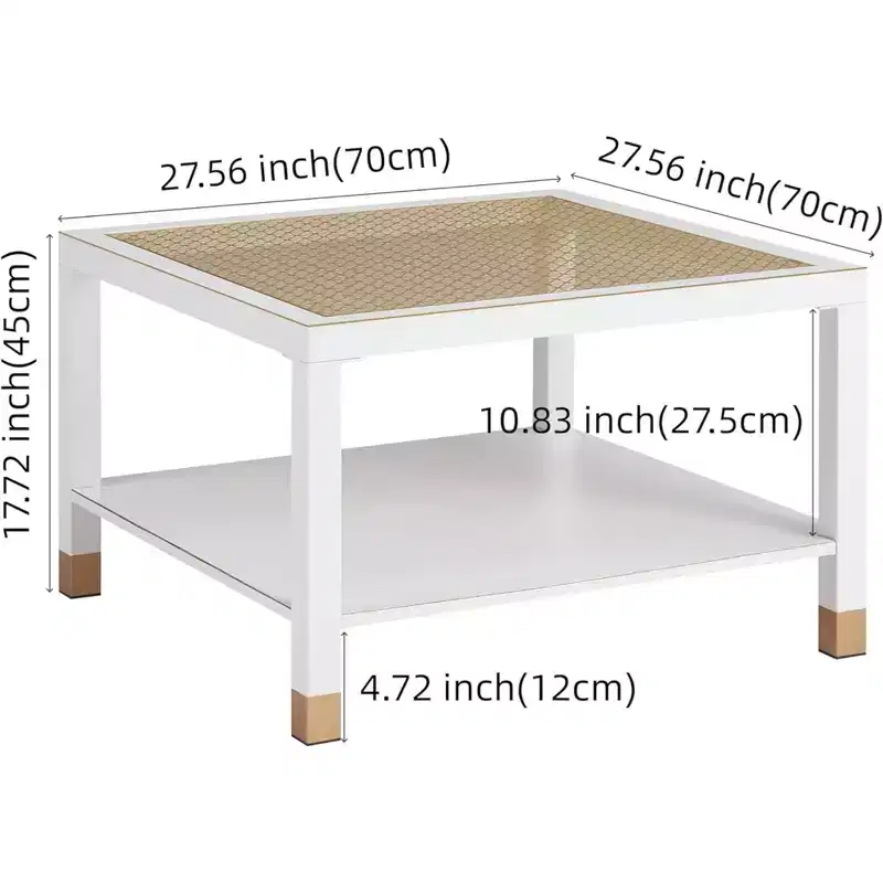 Everett Gold Mesh Glass Coffee Table with Metal Frame