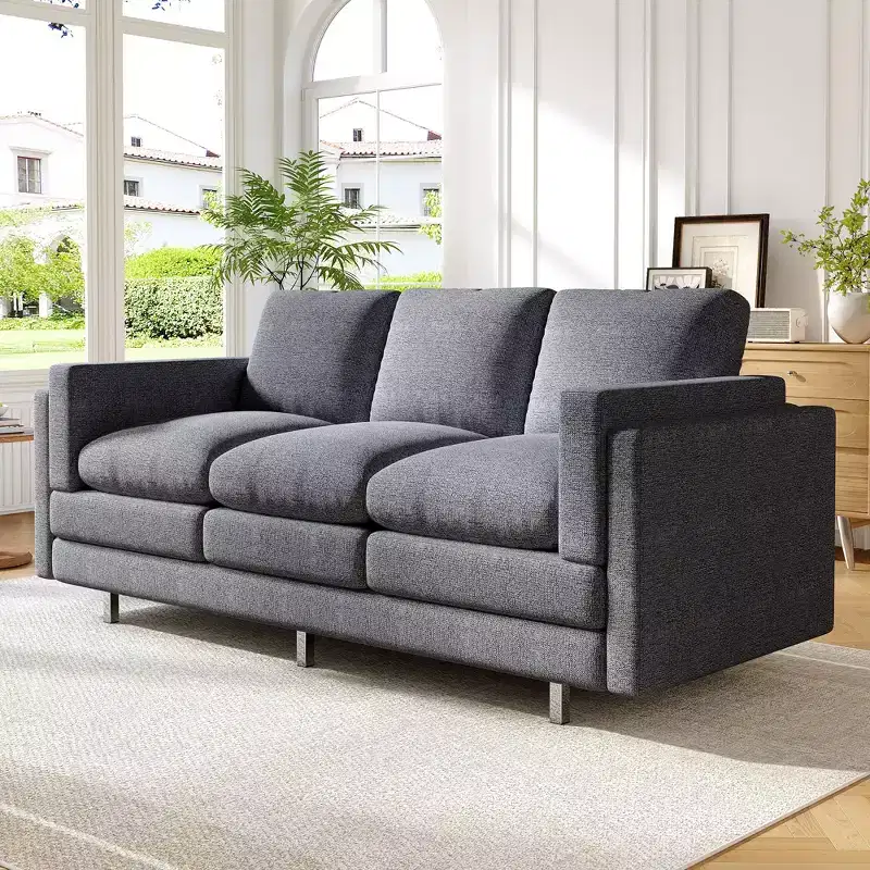 Christopher Knight Home Bonnet Modern 3-Seater 79.5 Chenille Upholstered Sofa with Dual-Layer Seat Cushions