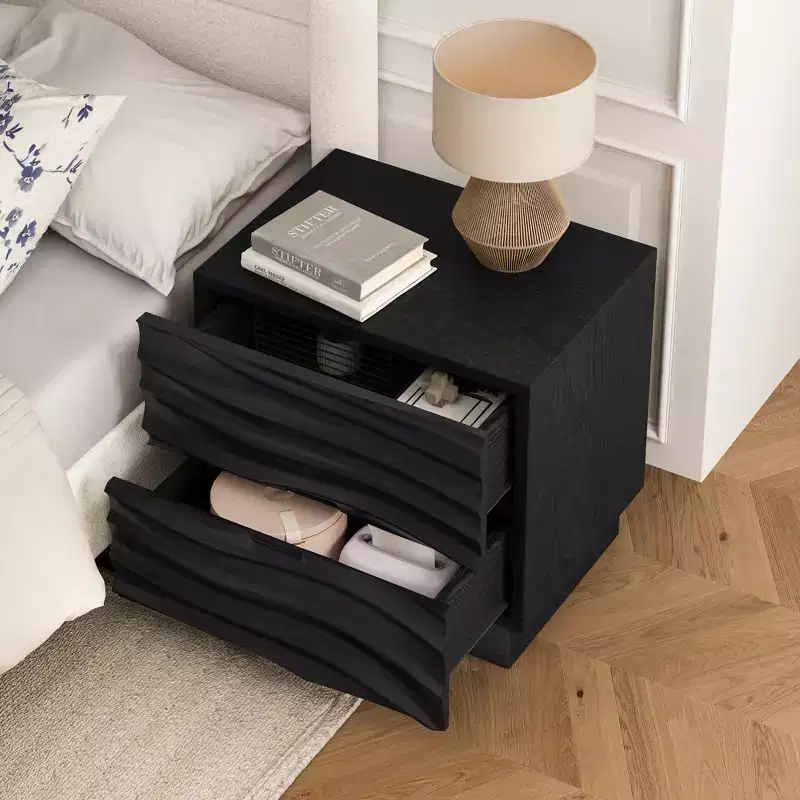 Modern Wooden Nightstands with 2 Drawers