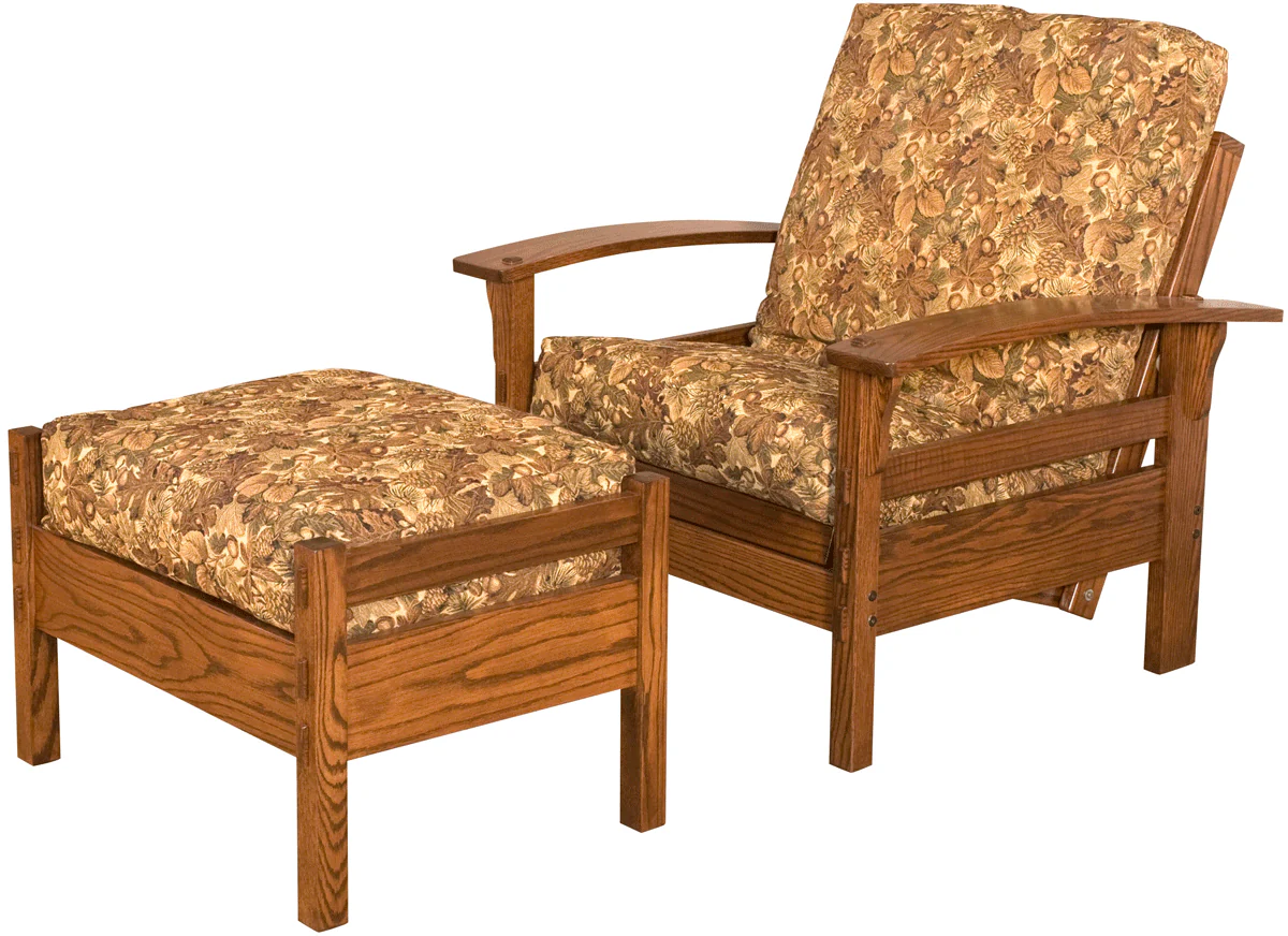 Solid Wood Chair Futon with Ottoman and Mattress