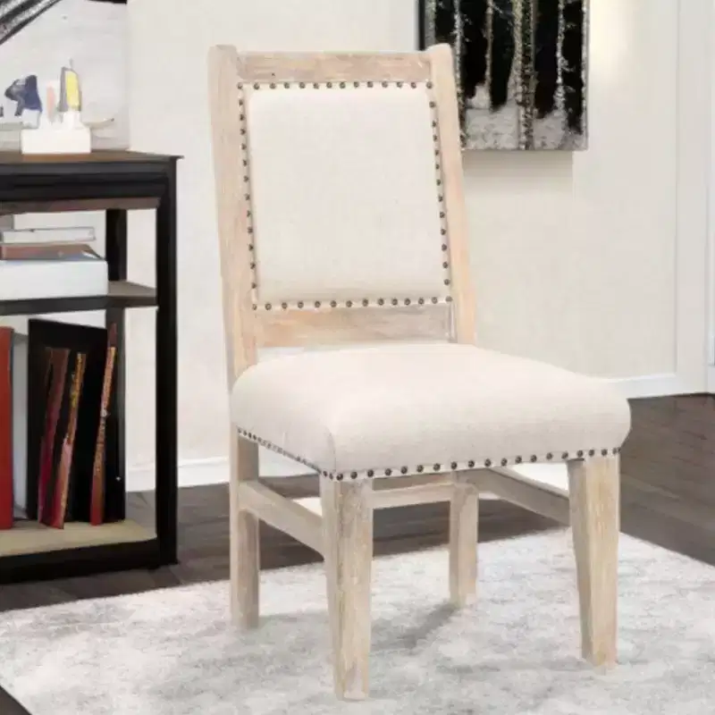 HomeRoots 20 Beige And White Side Chair