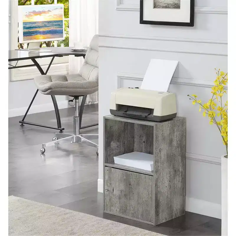 36 Inch Birch Wood Utility Storage Cabinet with 1 Door and 2 Shelves, 24 Inch Wide