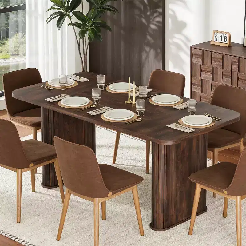 62 Rectangular Dining Table for 68 People, Large Kitchen Table with Grid Base Design for Dining Room, Living Room, Office