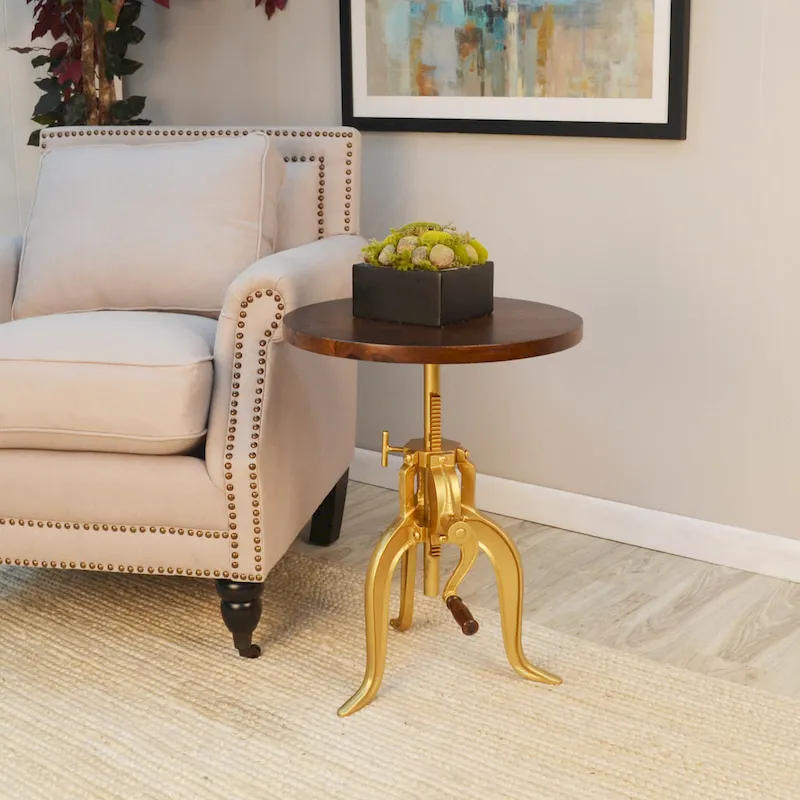 Regan Adjustable Accent Table - Chestnut Top - Black Base
