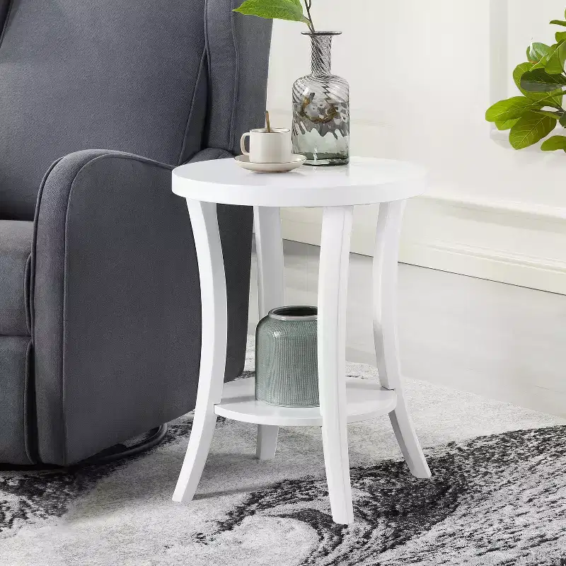 23.25 in.H White Color Round Wood Table Top End Table 1 -piece