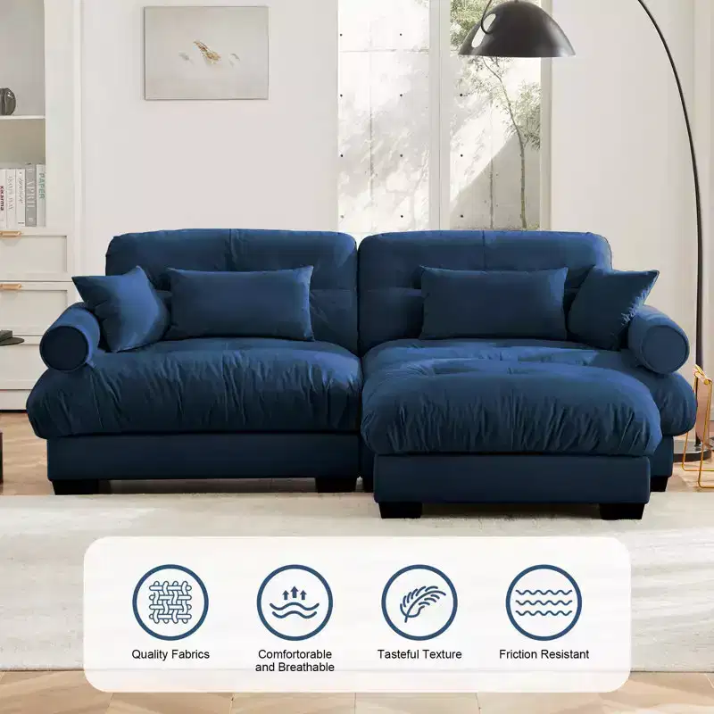 Christopher Knight Home Alger 93 Velvet L-Sectional Sofa