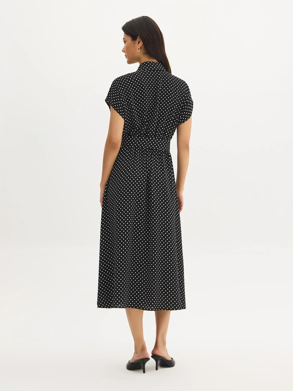 Polka Dot Midi Shirt Dress