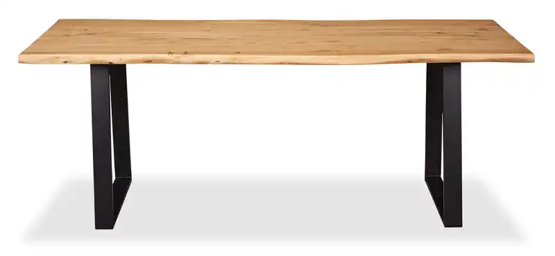 Oskar Dining Table, Acacia Wood & Metal, 79W - Natural & Black