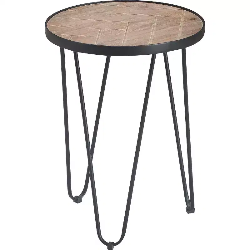 Farmhouse Round Side Table, Brown/Black