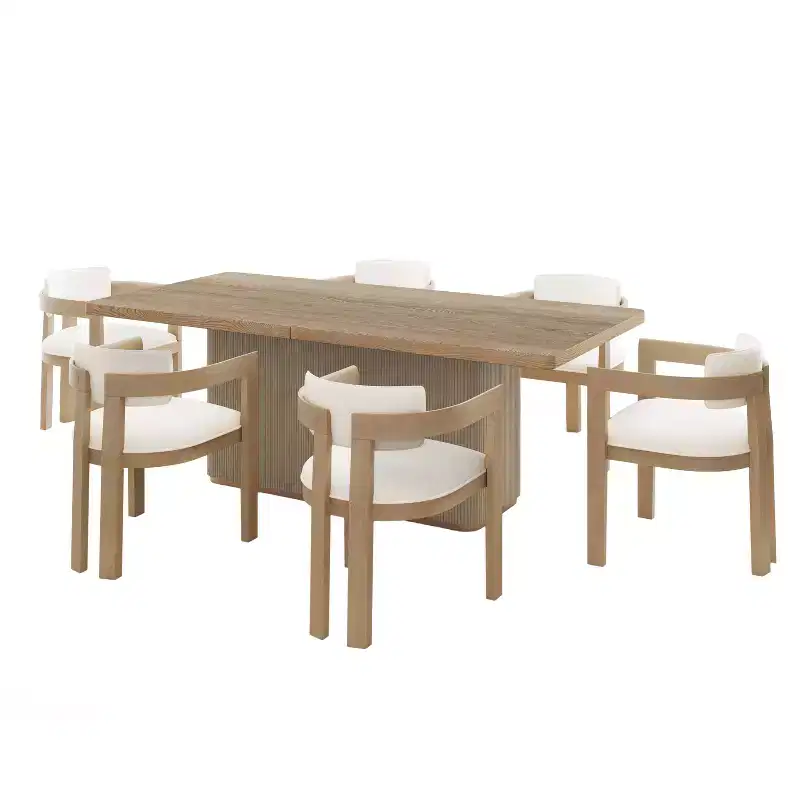 Christopher Knight Home Irelia Farmhouse 7 Piece Dining Set with Rubberwood Upholstered Chairs