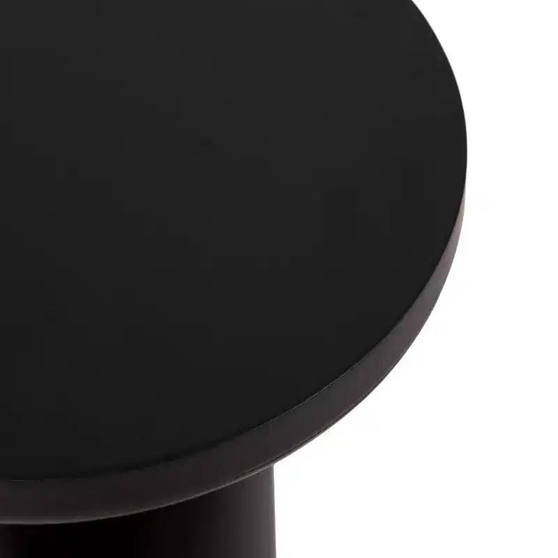 Round Drink Table with Chunky Tripod Wood Base, Black, 10