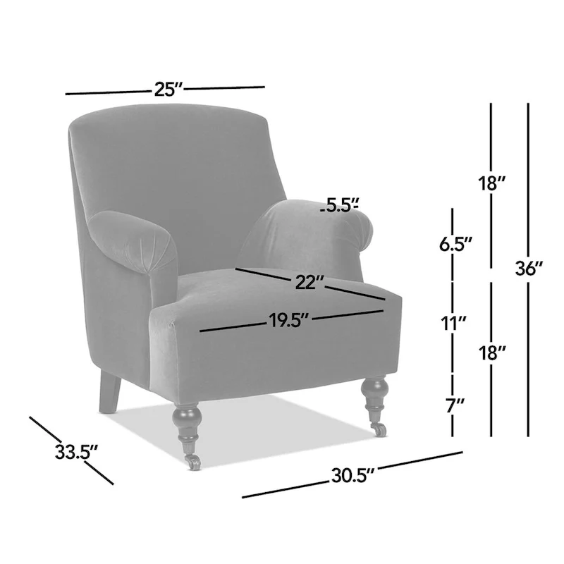 Eloise 30 Transitional Velvet Pleated Sock Arm Accent Chair