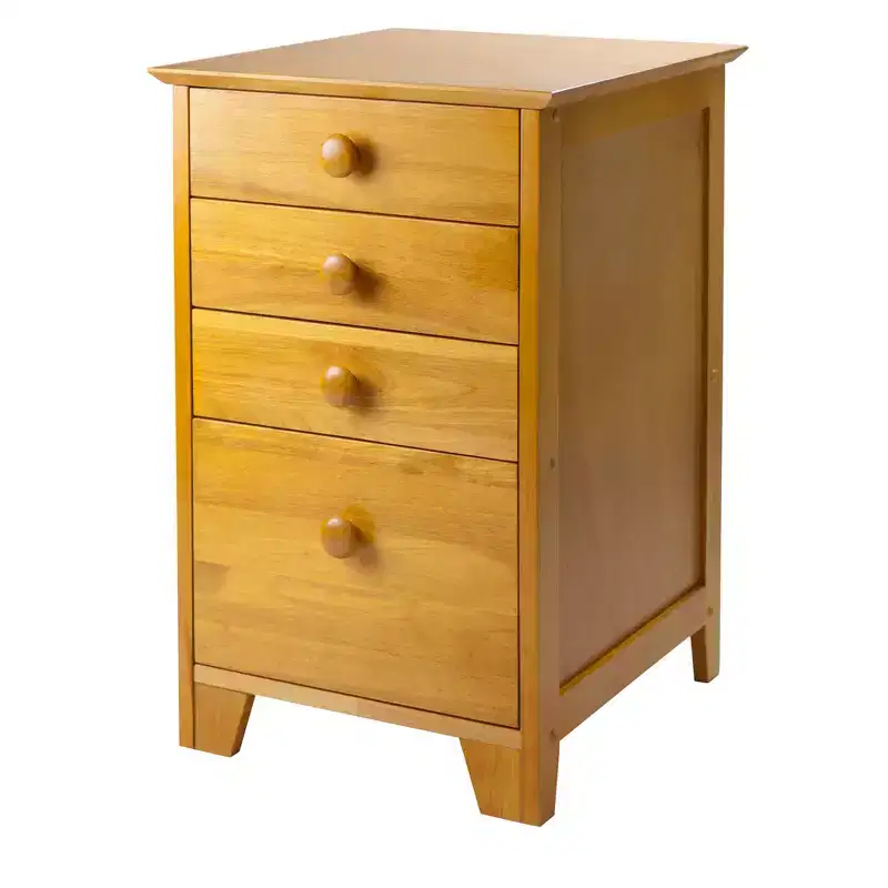 4-Drawer Honey Brown Vertical File Cabinet – Home Office Storage, L-Shaped Desk Compatible