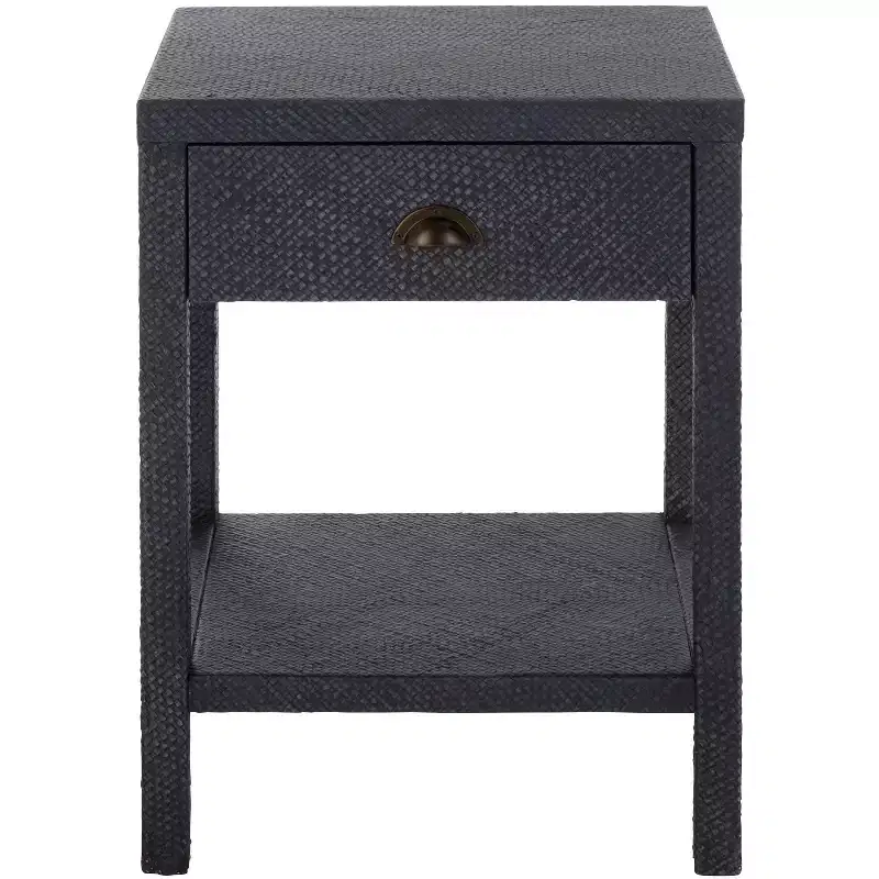 1-Drawer 1-Shelf Water Hyacinth Accent Table, Natural Finish, 16.94 lbs Capacity