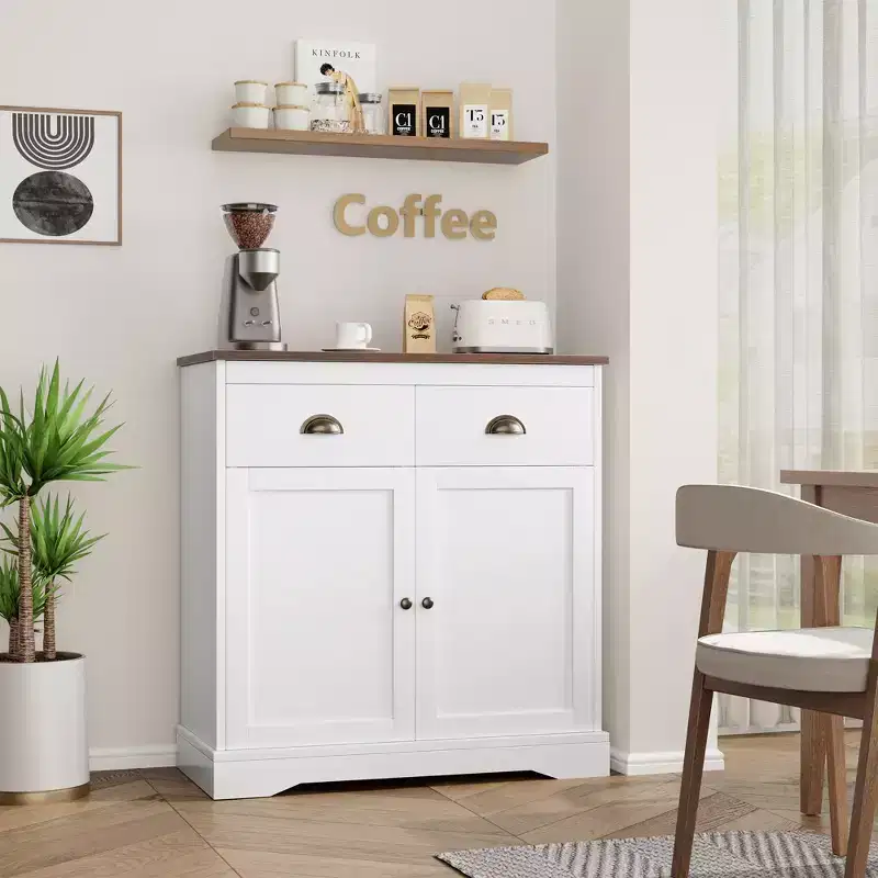 2 Doors and 2 Drawers Kitchen Cabinet ,for Kitchen, Dining Room, Living Room,