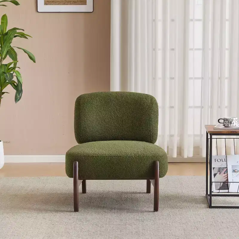 Christopher Knight Home Anna Modern Rubberwood Boucle Upholstered Accent Chair Green