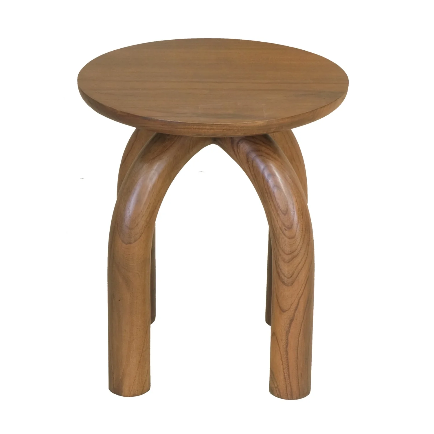 Rustic Solid Wood Round Side Table with Natural Finish for Living & Bedrooms