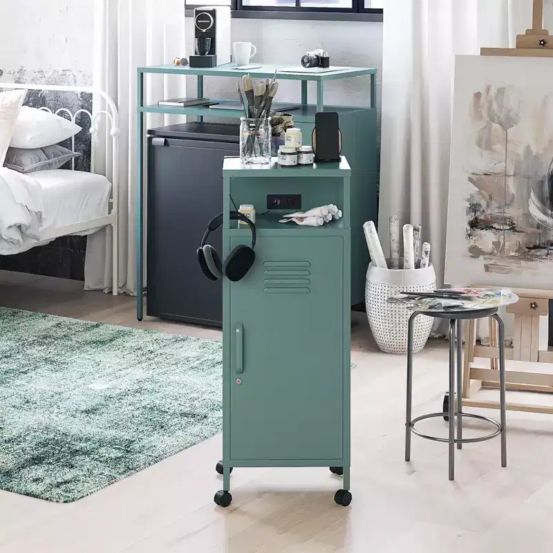 Novogratz Cache Metal Locker-Style Mobile Storage Cart