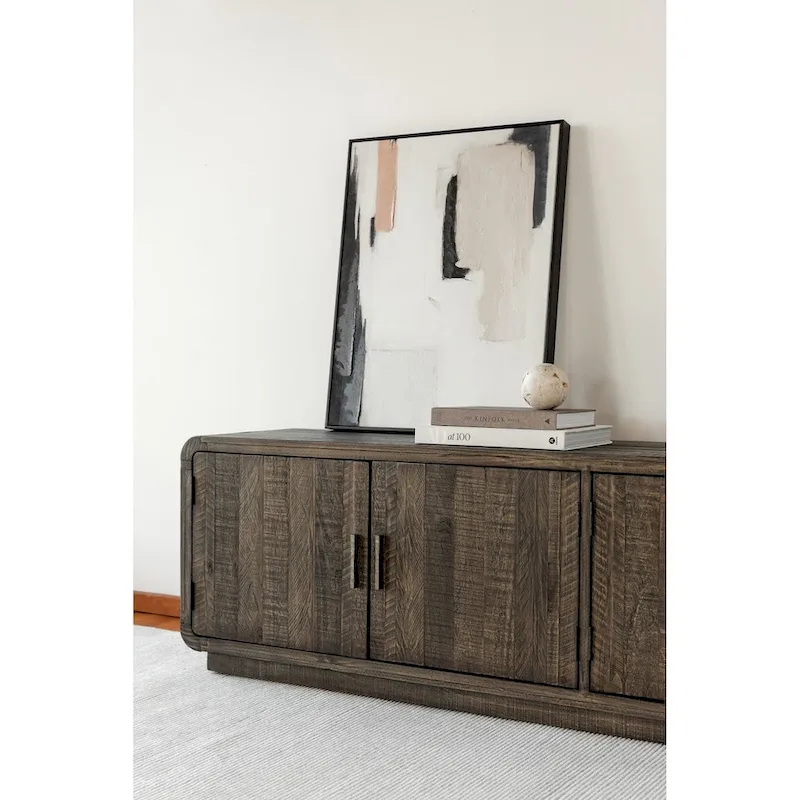 Aurelle Home Modima Rustic Rounded Edge Entertainment Center