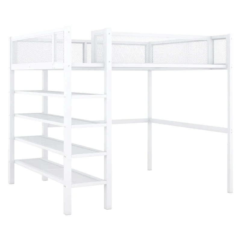 Full Loft Bed with Four Shelves