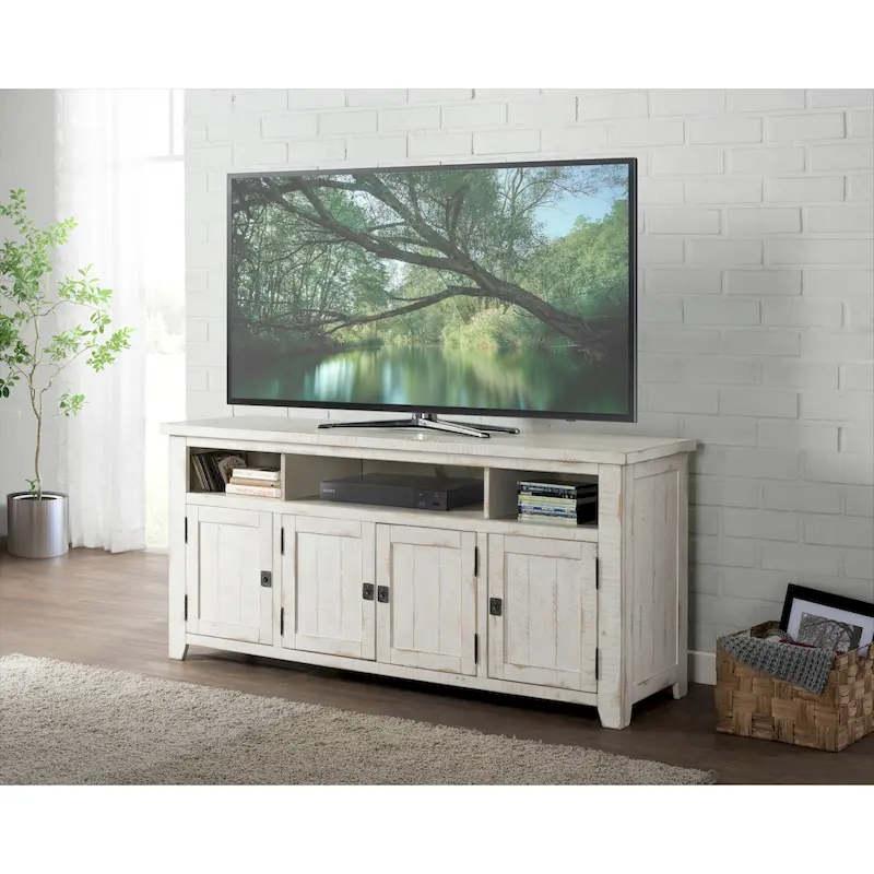 65-Inch Wide Solid Wood TV Stand with Storage