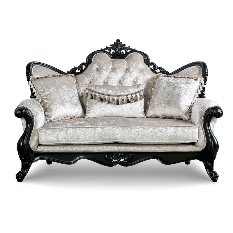 Furniture of America Clarissa Traditional Sofa Set with Button Tufted Back and Accent Pillow