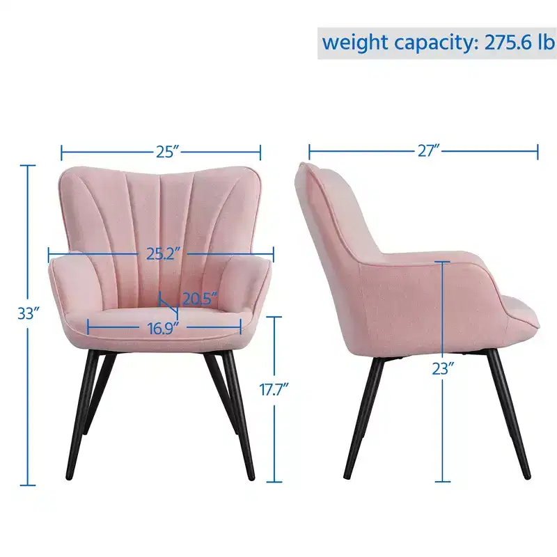 Yaheetech Set of 2 Modern Pleated Curved Back Fabric Accent Chair Living Room Dining Room Bedroom