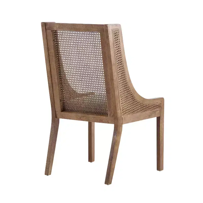 GDFStudio Rustic Fabric Upholstered Wood and Cane Dining Chairs (Set of 2)