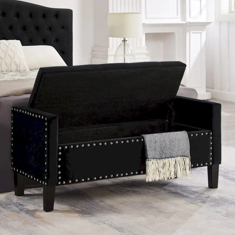Entryway Living Room Soft Padded Seat with Armrest,Bed Bench
