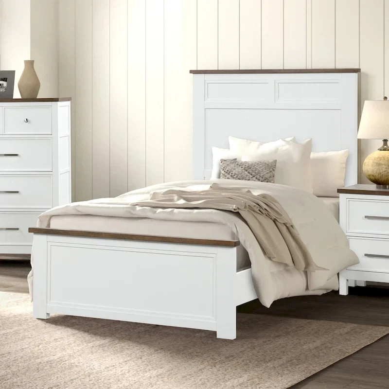 Modern Farmhouse Pinewood Panel Bed