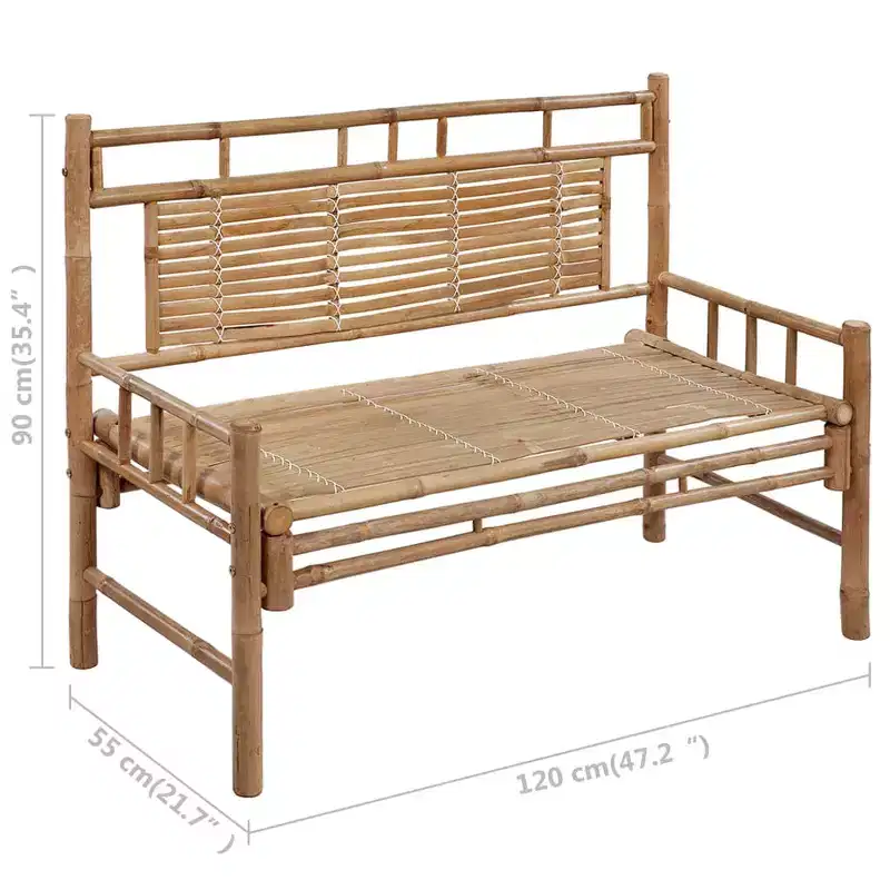Garden Bench Natural Bamboo Bamboo and 100% polyester 47.2 in