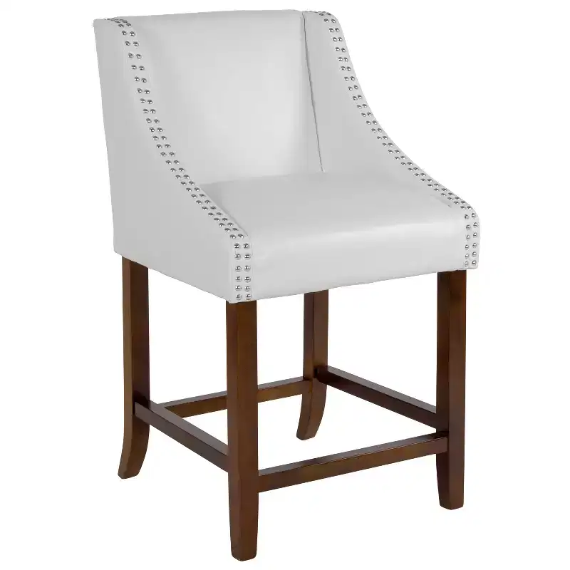 Emma and Oliver 24H Transitional Walnut Counter Stool w/ Accent Nail Trim