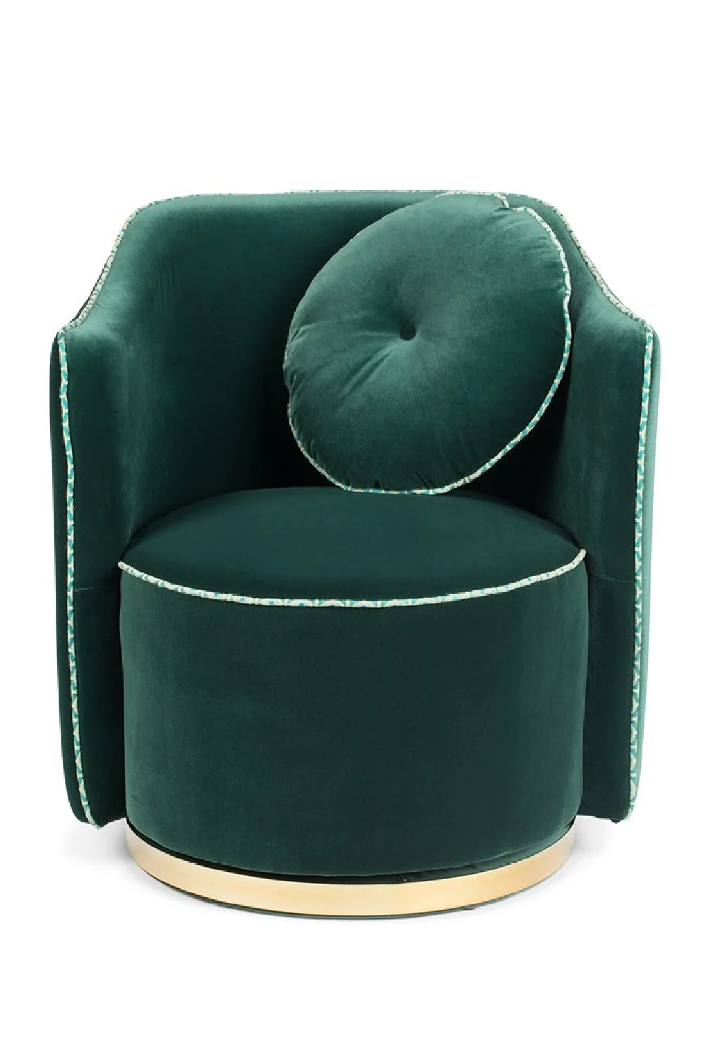 Dark Green Polyester Velvet Glamorous Swivel Accent Chair