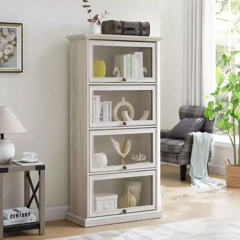 Modern Free-Standing Display Bookshelf, Multifunctional Storage Organizer for Living Room & Office