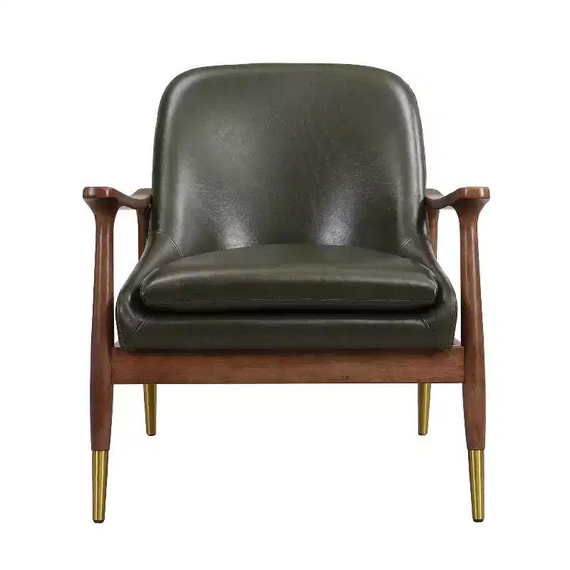 Christopher Knight Home Bella Modern Faux Leather and Wood Accent Chair Wasabi Green