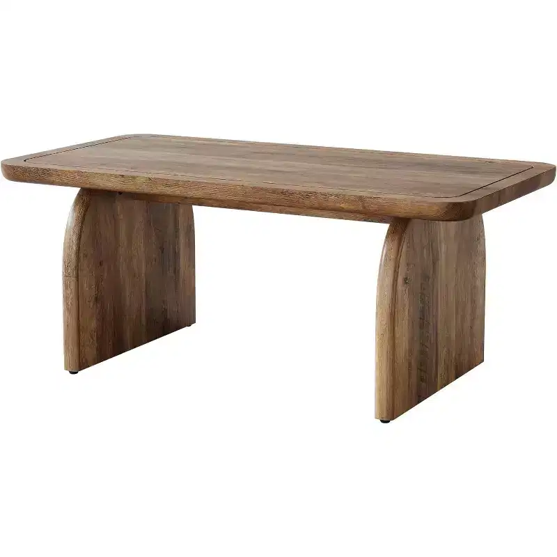47-Inch Wood Farmhouse Rectangle Coffee Table, Low Cocktail Tea Table, Easy Assembly