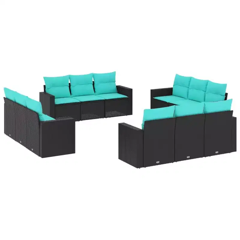 vidaXL 12 Piece Patio Sofa Set with Cushions Poly Rattan, Modular Outdoor Sectional, Multiple Colors and Models