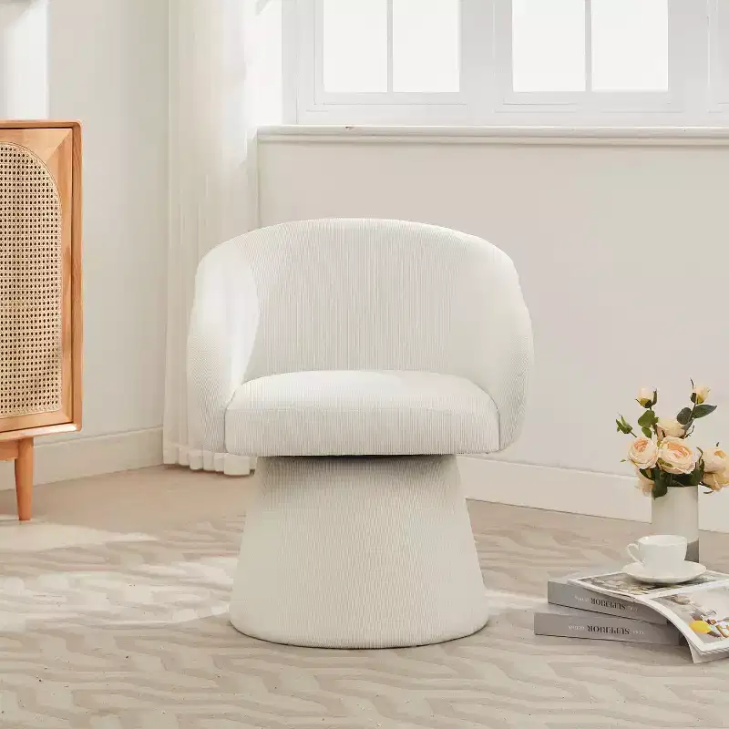 Mid-Century Modern Swivel Corduroy Accent Chair with 360° Rotation